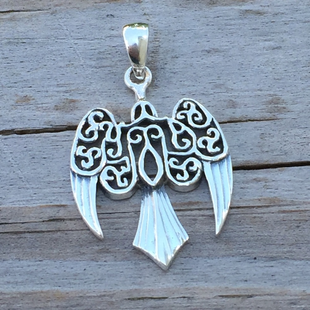 Morrigan Raven Pendant solid .925 Sterling Silver Raven pendant small crow